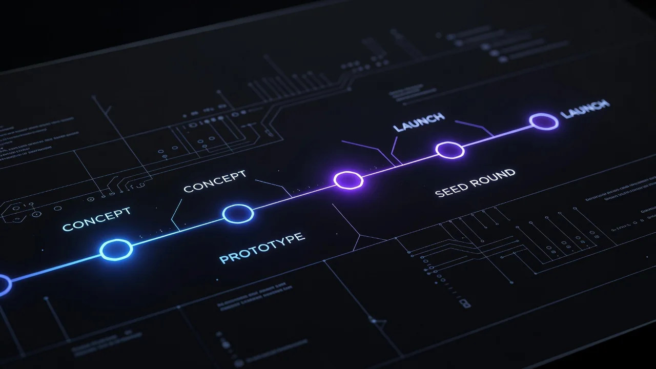 MVP launch sequence timeline showing validated idea to first revenue steps in 2026