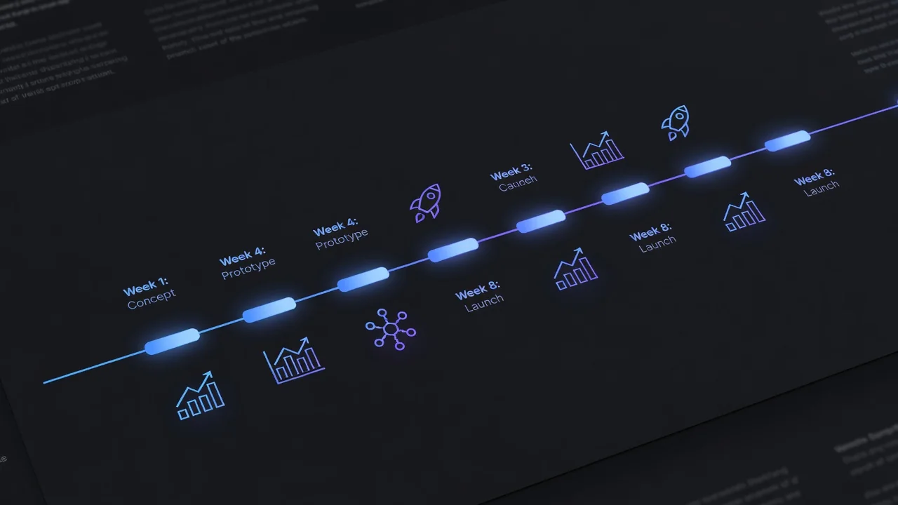 MVP Launch Timeline for 2026 showing 8-week progression from idea validation to first revenue